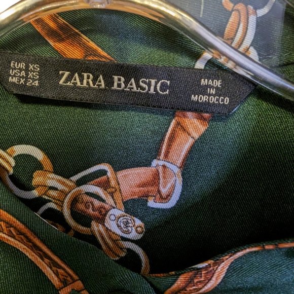 Zara Green Short Chain Print Dress Size: XS - Picture 9 of 12